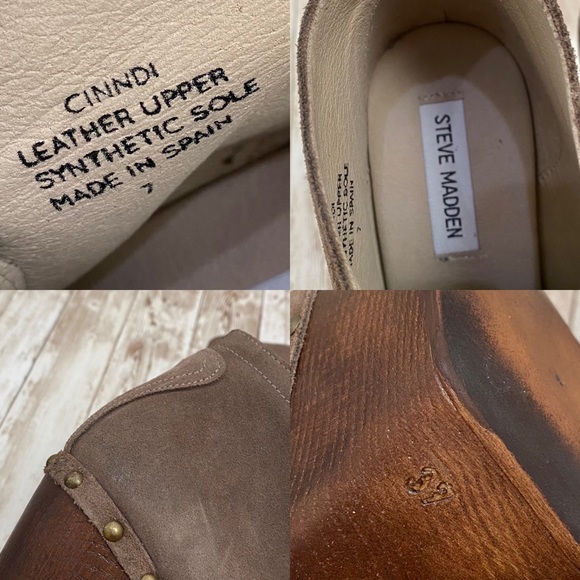 Steve Madden “CINNDI” Taupe Lace Up Platform Clog Ankle Boots Size 7 - Picture 16 of 16